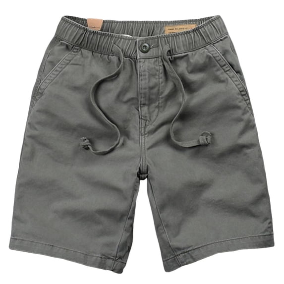 FRSASU Men's Cargo Shorts Elastic Waistband Drawstring Summer Casual Cotton Big & Tall Relaxed Fit Work Shorts Gray