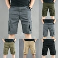 thumbnail image 1 of FRSASU Men's Cargo Shorts Elastic Waistband Drawstring Summer Casual Cotton Big & Tall Relaxed Fit Work Shorts Khaki, 1 of 9