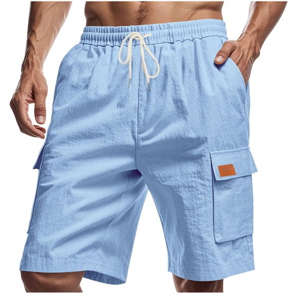 FRSASU Men's Cargo Shorts Quick Dry Lightweight Stretch Breathable Hiking Shorts for Men with Multi Pockets No Lining Light Blue