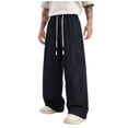 thumbnail image 1 of FRSASU Men's Casual Baggy Sweatpants Wide Leg Lounge Loose Fit Cotton Sweat Pants with Pockets Black, 1 of 5