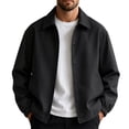 thumbnail image 1 of FRSASU Men's Casual Coach Jacket Snap Button Closure Collared Loose Fit Lightweight Windbreaker Outerwear Black, 1 of 6
