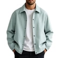 thumbnail image 1 of FRSASU Men's Casual Coach Jacket Snap Button Closure Collared Loose Fit Lightweight Windbreaker Outerwear Mint Green, 1 of 6