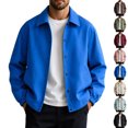 thumbnail image 1 of FRSASU Men's Casual Coach Jacket Snap Button Closure Collared Loose Fit Lightweight Windbreaker Outerwear Wine, 1 of 6