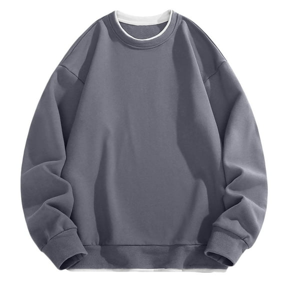 FRSASU Men's Casual Fashion Long Sleeve T Shirt Crew Neck Comfort Pullover Sweatshirt Gray
