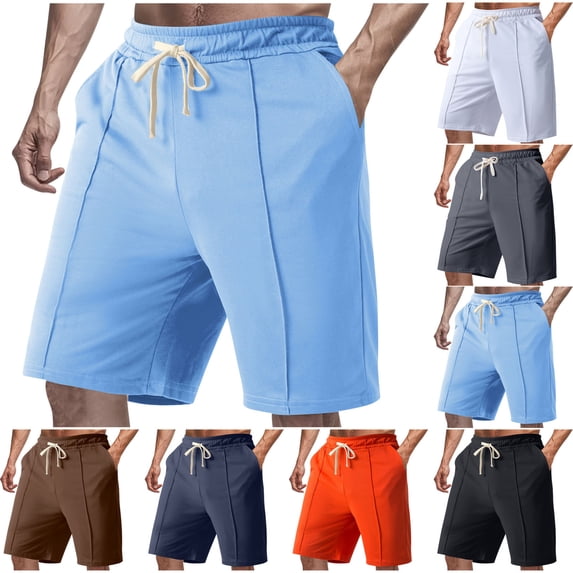 FRSASU Men's Casual Flat Front Shorts 9 inch Inseam Elastic Waist Pleated Short Lightweight Stretch Summer Beach Shorts White