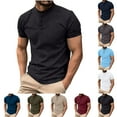 thumbnail image 1 of FRSASU Men's Casual Henley T-Shirt Short Sleeve Basic Shirts Summer Soft Outdoor Button Workout Running Gym Tee Tops White, 1 of 6