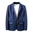 thumbnail image 1 of FRSASU Men's Casual Lapel Collar Button Moto Slim PU Leather Blazer Business Suit Jacket Blue, 1 of 9