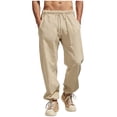 thumbnail image 1 of FRSASU Men's Casual Linen Pants Loose Fit Elastic Waist Drawstring Lightweight Pant Summer Beach Trousers with Pockets Khaki, 1 of 6