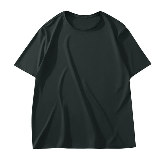 FRSASU Men's Casual Oversized T-Shirts Solid Color Round Neck Breathable Tee Short Sleeve Loose Fit Classic Tops Dark Gray
