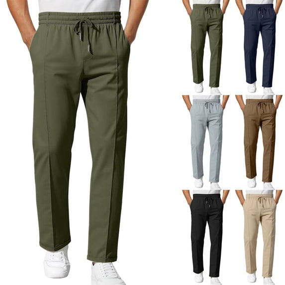 FRSASU Men's Casual Pants Lightweight Quick Dry Hiking Running Workout Outdoor Sports Sweat Pants Navy