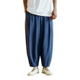 thumbnail image 1 of FRSASU Men's Casual Pants Loose Fit Drawstring Elastic Waist Lightweight Harem Pant with Pocket Navy, 1 of 4