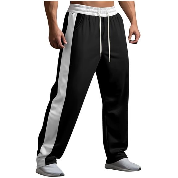 FRSASU Men's Casual Pants Loose Fit Drawstring Elastic Waist Lightweight Pant with Pocket Black