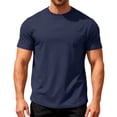 thumbnail image 1 of FRSASU Men's Casual Pocket Tee Shirts Soft Crew Neck Solid Color T Shirt Casual Short Sleeve Summer Basic Tops Navy, 1 of 4