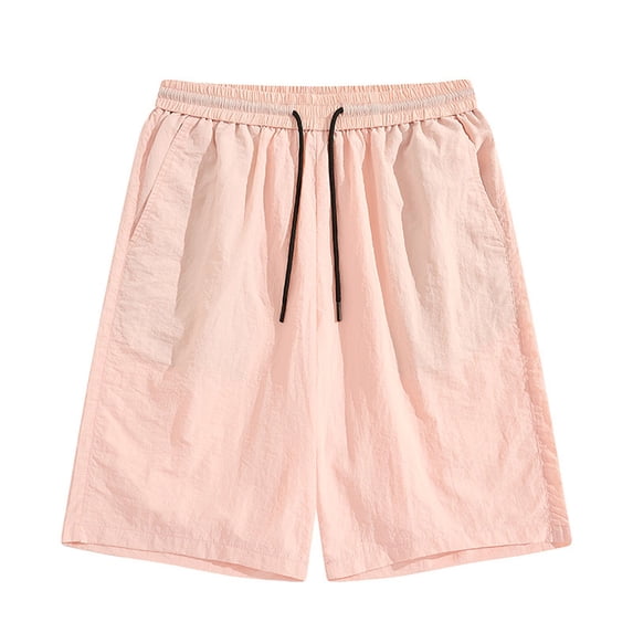 FRSASU Men's Casual Shorts 7 inch Elastic Waist Drawstring Lightweight Summer Beach Shorts with Pockets Pink