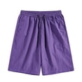 thumbnail image 1 of FRSASU Men's Casual Shorts 7 inch Elastic Waist Drawstring Lightweight Summer Beach Shorts with Pockets Purple, 1 of 3