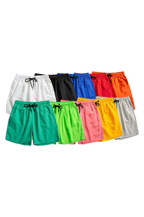 Summer Beach Short for Men Bright Color Casual Workout Walking Jogging Drawstring Lounge Short Yellow