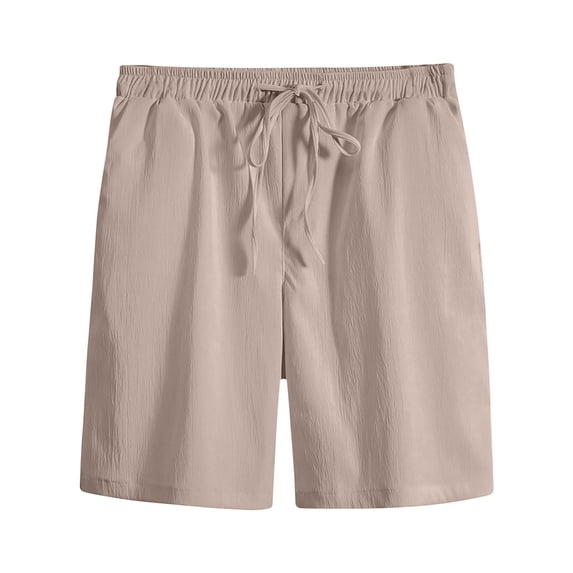 FRSASU Men's Casual Shorts Elastic Waist Drawstring Lightweight Summer Beach Textured Gym Workout Athletic Shorts Beige