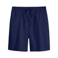 thumbnail image 1 of FRSASU Men's Casual Shorts Elastic Waist Drawstring Lightweight Summer Beach Textured Gym Workout Athletic Shorts Navy, 1 of 3
