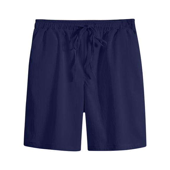 FRSASU Men's Casual Shorts Elastic Waist Drawstring Lightweight Summer Beach Textured Gym Workout Athletic Shorts Navy