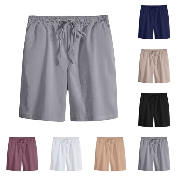 FRSASU Men's Casual Shorts Elastic Waist Drawstring Lightweight Summer Beach Textured Gym Workout Athletic Shorts White