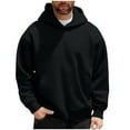 thumbnail image 1 of FRSASU Men's Casual Solid Color Hooded Sweatshirts Long Sleeve Pullover Hoodies with Pocket Black, 1 of 4