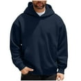 thumbnail image 1 of FRSASU Men's Casual Solid Color Hooded Sweatshirts Long Sleeve Pullover Hoodies with Pocket Navy, 1 of 4