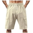 thumbnail image 1 of FRSASU Men's Casual Stretch Cargo Shorts Classic Drawstring Elastic Waist Relaxed Fit Work Short with Multi Pockets Khaki, 1 of 9