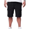 thumbnail image 1 of FRSASU Men's Casual Stretch Cargo Shorts Classic Drawstring Elastic Waist Summer Work Short with Multi Pockets Black, 1 of 4