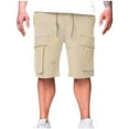 thumbnail image 1 of FRSASU Men's Casual Stretch Cargo Shorts Classic Drawstring Elastic Waist Summer Work Short with Multi Pockets Khaki, 1 of 4