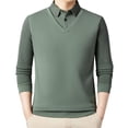 thumbnail image 1 of FRSASU Men's Casual Striped Knit Warm Shirt Classic Long Sleeve thermal Basic Lapel Collar Button Knitted Thicken Shirt Army Green, 1 of 4