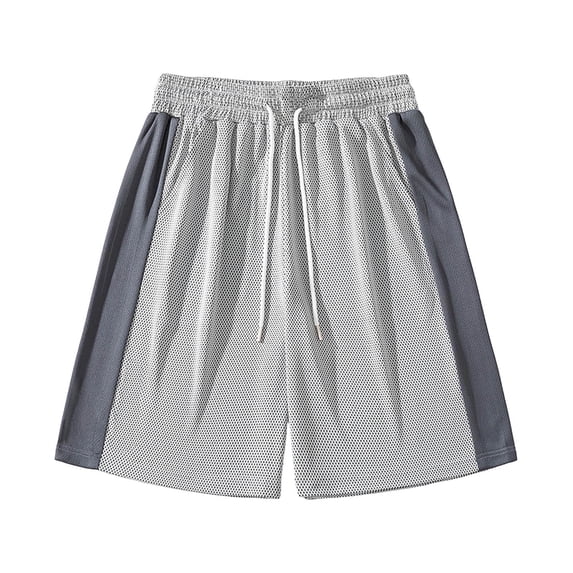 FRSASU Men's Casual Sweat Shorts Athletic Stripe Mesh Breathable Shorts Drawstring Summer Basketball Sweatpants Gray