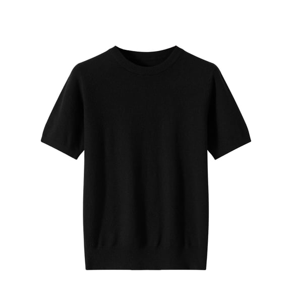 FRSASU Men's Casual T-Shirts Classic Short Sleeve Knit Tees Crewneck Solid Texture Pullover Tee Shirts Black