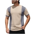 thumbnail image 1 of FRSASU Men's Color Block Short Sleeve Crewneck T-Shirts Casual Summer Striped Tee Shirt Streetwear Trendy Top Khaki, 1 of 8
