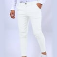thumbnail image 1 of FRSASU Men's Casual business Pants Relaxed Fit button Elastic Waist Lightweight self-cultivation Pant Trousers White, 1 of 5