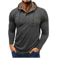 thumbnail image 1 of FRSASU Men's Causal Pullover Hoodie Lightweight Solid Color Hooded Sweatshirt Tops Long Sleeve Henley Shirt with Pocket Dark Gray, 1 of 7