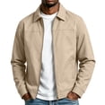 thumbnail image 1 of FRSASU Men's Classic Collared Zip‑Up Casual Jacket Lightweight Wind‑Resistant Business Casual Outerwear Jacket with Side Pockets Beige-A, 1 of 6