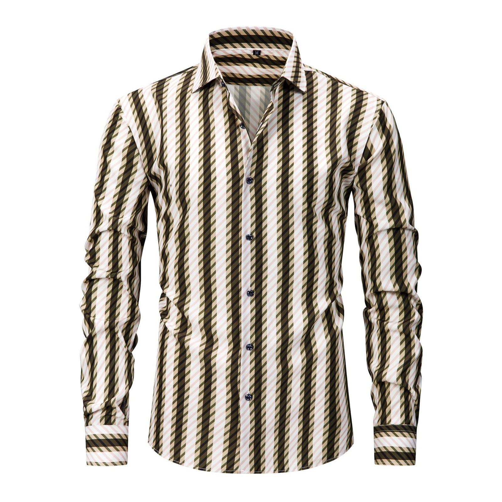FRSASU Men's Classic Color Contrast Striped Shirt Long Sleeve Casual — free download