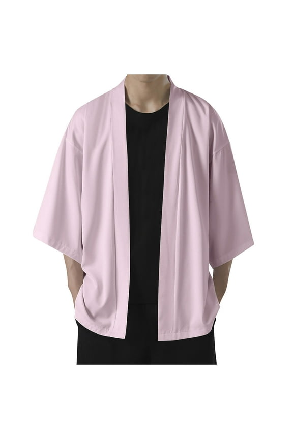 Men's Cloak Jacket Thin Lightweight Ice Silk Sun Protection Large Size Casual Jacket Pink