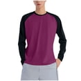 thumbnail image 1 of FRSASU Men's Color Block Raglan T-Shirts Long Sleeve Casual Crewneck Pullover Tee Tops Purple, 1 of 5