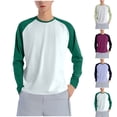 thumbnail image 1 of FRSASU Men's Color Block Raglan T-Shirts Long Sleeve Casual Crewneck Pullover Tee Tops White, 1 of 5