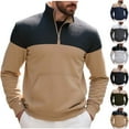 thumbnail image 1 of FRSASU Men's Color Blocked Half Zipper Sweatshirt Casual Long Sleeve Outdoor Stand Collar Pullover Sweatshirts Navy, 1 of 1