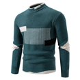 thumbnail image 1 of FRSASU Men’s Color Blocked Semi High Neck Knit Sweater Winter Fashion Slim Fit Pullover Casual Warm Knit Sweater Green, 1 of 3