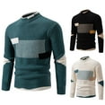 thumbnail image 1 of FRSASU Men’s Color Blocked Semi High Neck Knit Sweater Winter Fashion Slim Fit Pullover Casual Warm Knit Sweater White, 1 of 3