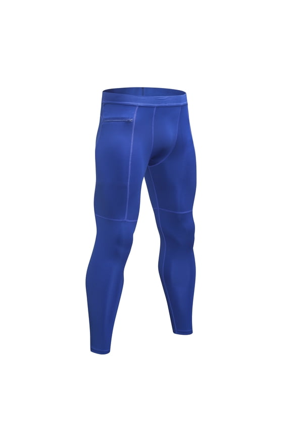 Men’s Compression Pants Athletic Workout Leggings Running Tights Breathable Quick Dry Base Layer for Yoga Basketball Blue