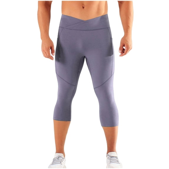 FRSASU Men's Compression Pants Athletic Workout Running Tights Quick Dry Sport Bottom for Yoga Gym Purple