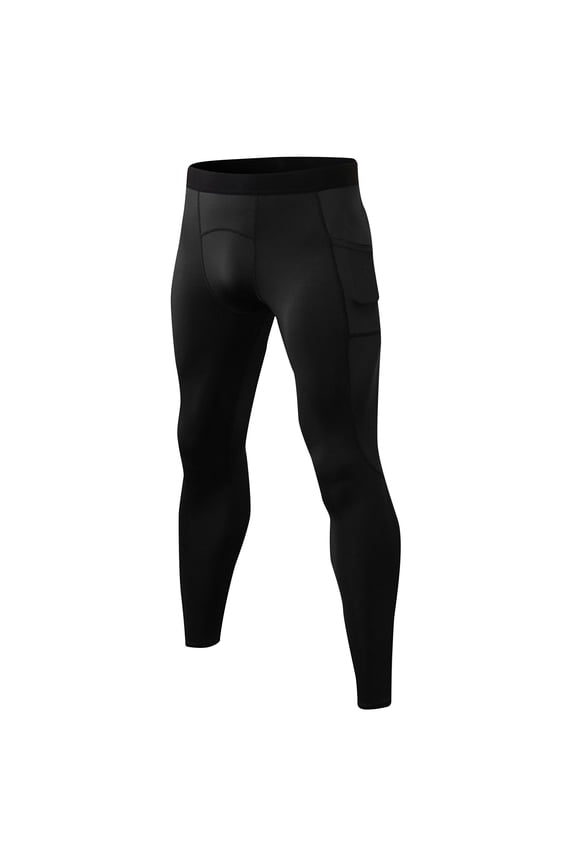 Men's Compression Running Leggings Spandex Gym Workout Tights Athletic Sport Base Layer Cycling Football Pants Black