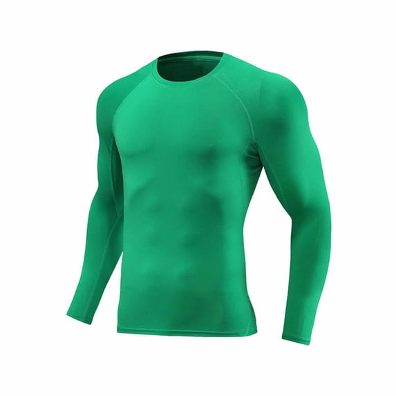 FRSASU Men's Compression Shirt Workout Rash Guard Long Short Sleeve Undershirts for Athletic Gym Running Army Green