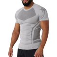 thumbnail image 1 of FRSASU Men's Compression Shirts UPF 50+ Quick Dry Short Sleeve Shirt Athletic Workout Slim Tops Silver S, 1 of 4