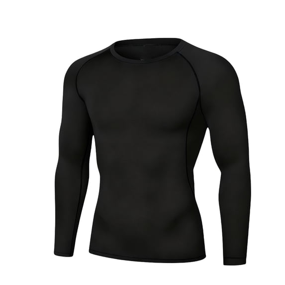 FRSASU Men's Compression Shirts Long Sleeve Athletic Cool Dry Workout Base Layer Running Gym Undershirt Black