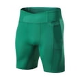 thumbnail image 1 of FRSASU Men's Compression Short with Pockets Quick Dry Yoga Running Workout Shorts Green, 1 of 9